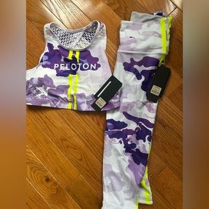 Peloton Lavender and Neon Yellow Activewear Set
